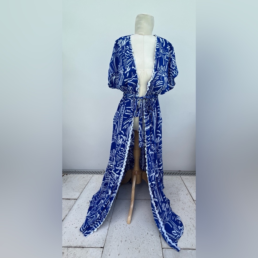 Blue Island Blue and White Coverup